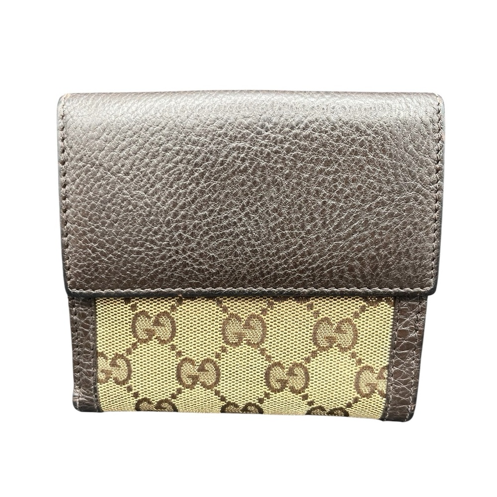 Gucci Brown/Beige GG Canvas & Leather Interlocking Icon French Wallet - Picture 2 of 8